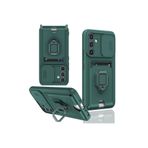 m.tk moveteck Samsung Galaxy A36 ile Uyumlu Kılıf, Kamera Korumalı, Sürgülü Pencere, Yüzüklü Stand, Kartvizitli, Askılı, Yeşil, Silikon