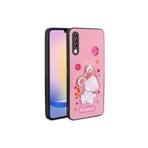 M.TK moveteck Samsung Galaxy A70 Kılıf Sevimli Ayıcık Tasarımlı Karakterli Kabartmalı 3Boyutlu Yumuşak Silikon, Pembe, Tek Ebat, amas-a70-pembe