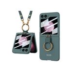 m.tk moveteck Samsung Galaxy Flip 5 ile Uyumlu Kılıf, Katlanabilir, Kemerli Stand, İnce Yüzüklü, Yeşil