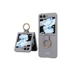 m.tk moveteck Samsung Galaxy Flip 5 ile Uyumlu Kılıf, Katlanabilir, Premium, Kemerli, Yüzüklü, Stand Özellikli, Gri