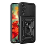 M.TK Moveteck Samsung Galaxy M34 Kılıf Kamera Lens Koruması Sürgülü Yüzüklü Military Zırh Tank Armor Pars Kapak - Siyah