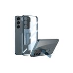 m.tk moveteck Samsung Galaxy S23 Plus ile Uyumlu Kılıf, Kamera Karbon Arka Şeffaf Kenarları Parlak Kristal Standlı Mika Kapak