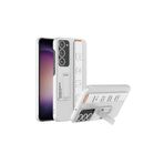 m.tk moveteck Samsung Galaxy S23 Plus ile Uyumlu Kılıf, Kamera Korumalı, El Bileziği Kemer, Mat Karbon, L Stand, Beyaz