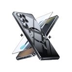 m.tk moveteck Samsung Galaxy S24 Ultra ile Uyumlu Kılıf, MagSafe, Renkli Kenarlı, Arkası Şeffaf Silikon + Ekran Koruyucu Cam Set