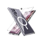m.tk moveteck Samsung Galaxy S24 Ultra ile Uyumlu Şeffaf MagSafe Şarj Özellikli Kılıf + Ekran Koruyucu Set