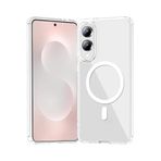 m.tk moveteck Samsung Galaxy S25 Edge ile Uyumlu Kılıf, MagSafe Wireless Kablosuz Şarj Destekli, PC Sert Silikon, Şeffaf