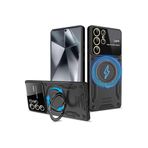 m.tk moveteck Samsung Galaxy S25 Ultra ile Uyumlu Kılıf, Magsafe, 360° Dönebilen Halkalı Stand, Gold Detaylı Kamera Korumalı, Siyah