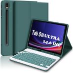 M.TK Moveteck Samsung Galaxy S8 Ultra 14.6 Inç Klavyeli Tablet Kılıfı Q SM-X900 X906 - Koyu Yeşil