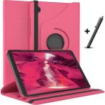 M.TK Moveteck Samsung Galaxy Tab A11 8.7 Inç 2025 Uyumlu Tablet Kılıfı 360 Dönebilen Standlı Korumalı Kapaklı + Dokunmatik Kalem 2in1 Set SM-X130 X133 X135 - Pembe