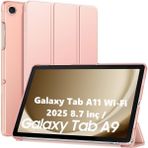 M.TK Moveteck Samsung Galaxy Tab A11/A9 8.7 inç Tablet Kılıfı Akıllı Smart Katlanabilir Renkli Kapak SM-X110 SM-X130 - Rose
