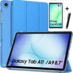 M.TK Moveteck Samsung Galaxy Tab A11/A9 8.7 Inç Tablet Kılıfı Akıllı Smart Uyku Modlu Standlı Kapak + Nano Esnek Cam + Kalem - Mavi