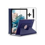 M.TK moveteck Samsung Galaxy Tab A8 10.5 Sm-x200 Kılıf Dönebilen 360 Tablet Kılıfı + Ekran Koruyucu Cam +kalem Set, Lacivert, Tek Ebat, X200-X205-X207-360-laci