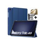 M.TK moveteck Samsung Galaxy Tab A9 Kılıf 8.7 inç Sm-X110 Uyumlu Tablet Kılıfı Akıllı Uyku Modlu + Cam + Kalem Set, Lacivert, Tek Ebat, smartSET-a9-8.7inç-laci1