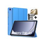 M.TK moveteck Samsung Galaxy Tab A9 Kılıf 8.7 inç Sm-X110 Uyumlu Tablet Kılıfı Akıllı Uyku Modlu + Cam + Kalem Set, Mavi, Tek Ebat, smartSET-a9-8.7inç-mavi1