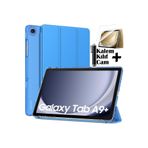 M.TK moveteck Samsung Galaxy Tab A9 Plus Kılıf 11 inç Sm-X210 Tablet Kılıfı Akıllı Uyku Modlu Şeffaf Cam+Kalem Set, Mavi, Tek Ebat, smartSET-a9plus-mavi1