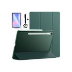 m.tk moveteck Samsung Galaxy Tab S10 FE Plus 13.1 inç ile Uyumlu Kılıf, Akıllı Uyku Modlu, 360 Derece Kapak, Ekran Koruyucu Cam ve Kalem, Koyu Yeşil