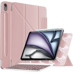 M.TK Moveteck Samsung Galaxy Tab S10 Fe Plus 13.1 Inç Magic Klavyeli Slim Kılıf Mıknatıslı Ön Kapak Tutucu Kilit Özellikli Akıllı Kapak - Tab S10 Fe Plus 13.1'' - Rose Gold