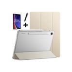 M.TK moveteck Samsung Galaxy Tab S9 FE 10.9 inç Sm-X510 Tablet Kılıfı Akıllı Uyku Modlu Şeffaf Cam + Kalem Set, gold, Tek Ebat, SMARTSET-S9FE-GOLD