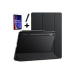 M.TK moveteck Samsung Galaxy Tab S9 FE 10.9 inç Sm-X510 Tablet Kılıfı Akıllı Uyku Modlu Şeffaf Cam + Kalem Set, siyah, Tek Ebat, SMARTSET-S9FE-SİYAH