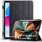 M.TK Moveteck Samsung Galaxy Tab S9 Fe+ Plus 12.4 Inç SM-X610 Tablet Kılıfı Kalem Yuvalı Bölmeli Akıllı Yumuşak Silikon Kılıf Uyku Modlu - Galaxy Tab S9 FE+ Plus X610 - Siyah