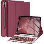 M.TK Moveteck Samsung Galaxy Tab S9 Fe Plus 12.4" Klavyeli Tablet Kılıf Kalem Bölmeli Bluetooth Özellikli Stand Türkçe Q - Samsung Tab S9 Fe Plus SM-X610 - Bordo