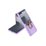 m.tk moveteck Samsung Galaxy Z Flip 7 ile Uyumlu Kılıf, Ring Yüzüklü, Kartlıklı, Karbon Deri Desenli, GKK Premium Korumalı Kapak, Mor