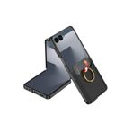 m.tk moveteck Samsung Galaxy Z Flip 7 ile Uyumlu Kılıf, Ring Yüzüklü, Kartlıklı, Karbon Deri Desenli, Siyah