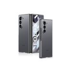M.TK moveteck Samsung Galaxy Z Fold 6 Kılıf Metal Çerceveli Kasa Kilitli Bumper Kapak Mat Buzlu Titanyum Gövde Cam, Gray, Tek Ebat, caz-fold6-gray