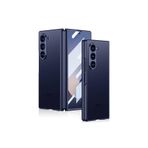 M.TK moveteck Samsung Galaxy Z Fold 6 Kılıf Metal Çerceveli Kasa Kilitli Bumper Kapak Mat Buzlu Titanyum Gövde Cam, Mavi, Tek Ebat, caz-fold6-mavi