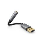 m.tk moveteck USB to 3.5mm Jack Dönüştürücü, Kulaklık ve Mikrofon Destekli, Siyahlı-Gri