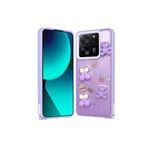 M.TK moveteck Xiaomi Mi 13T Pro Kılıf Emoji Ayıcık Desenli Kabartmalı Karakterli Figürlü Parlak Coffe Silikon, Mor Ayıcık, Tek Ebat, cevze-13tpro-morayıcık