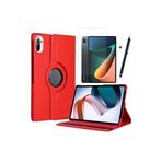 M.TK moveteck Xiaomi Mi Pad 5 Tablet Uyumlu Kılıf Dönebilen Standlı Zırh Kılıf + Ekran Koruyucu + Dokunmatik Kalem, kırmızı, Tek Ebat, MİPAD5KIRMIZI01