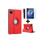 M.TK moveteck Xiaomi Pad 6/6 Pro 11 inç Kılıf Dönebilen 360 Tablet Kılıfı + Ekran Koruyucu Cam + Kalem 3in1 Set, Kırmızı, Tek Ebat, 360-mipad6Set-red
