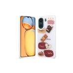 M.TK moveteck Xiaomi Poco C65 Kılıf Emoji Ayıcık Desenli 3D Kabartmalı Karakterli Figürlü Parlak Coffe Silikon, Beyaz, Tek Ebat, cevze-c65-beyaz