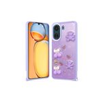 M.TK moveteck Xiaomi Poco C65 Kılıf Emoji Ayıcık Desenli 3D Kabartmalı Karakterli Figürlü Parlak Coffe Silikon, Mor Ayı, Tek Ebat, cevze-c65-morayı
