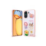 M.TK moveteck Xiaomi Poco C65 Kılıf Emoji Ayıcık Desenli 3D Kabartmalı Karakterli Figürlü Parlak Coffe Silikon, Pembe, Tek Ebat, cevze-c65-pembe