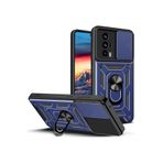 M.TK moveteck Xiaomi Poco F5 Pro Kılıf Kamera Korumalı Sürgülü Yüzüklü Standlı Armor Military Tank Kızaklı Kapak, Lacivert, Tek Ebat, vegasürgülü-f5pro-lacivert