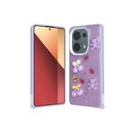 M.TK moveteck Xiaomi Poco M6 Pro 4g Kılıf Emoji Ayıcık Desen Kabartmalı Karakterli Simli Figürlü Coffe Şeker Taşlı, Mor Ayıcık, Tek Ebat, cevze-m6pro4g-morayıcık