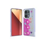 M.TK moveteck Xiaomi Poco M6 Pro 4g Kılıf Emoji Ayıcık Desen Kabartmalı Karakterli Simli Figürlü Coffe Şeker Taşlı, Mor Papatya, Tek Ebat, cevze-m6pro4g-morpapatya