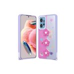 M.TK moveteck Xiaomi Redmi Note 12 4g Kılıf Emoji Ayıcık Desenli Kabartmalı Karakterli Figürlü Parlak Coffe Silik, Mor Papatya, Tek Ebat, cevze-note124g-morpapatya