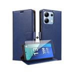 M.TK moveteck Xiaomi Redmi Note 13 Pro 4g Kılıf 360 Cüzdanlı Deri Kartvizitli Silikon Kapaklı + Ekran Koruyucu Cam, Lacivert, Tek Ebat, trendsSET-13pro4g-LACİ