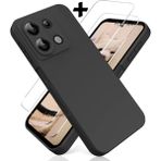 M.TK Moveteck Xiaomi Redmi Note 13 Pro 4g Kılıf Kamera Korumalı Yumuşak Siyah Silikon + 9h Ekran Koruyucu Cam Set