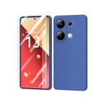 M.TK moveteck Xiaomi Redmi Note 13 Pro 4g Kılıf Mat Hisli içi Kadife Yumuşak Silikon +9H Ekran Koruyucu Şeffaf Cam, Lacivert, Tek Ebat, maraSET-13pro4g-LACİVERT