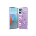 M.TK moveteck Xiaomi Redmi Note 13 Pro 5G Kılıf Emoji Ayıcık Desenli Kabartmalı Karakterli Figürlü Parlak Coffe, Mor Ayıcık, Tek Ebat, cevze-13pro5g-morayıcık