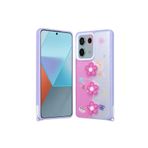 M.TK moveteck Xiaomi Redmi Note 13 Pro 5G Kılıf Emoji Ayıcık Desenli Kabartmalı Karakterli Figürlü Parlak Coffe, Mor Papatya, Tek Ebat, cevze-13pro5g-morpapatya