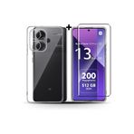 m.tk moveteck Xiaomi Redmi Note 13 Pro+ ile Uyumlu Kılıf, Kamera Çıkıntılı, Şeffaf Silikon + Ekran Koruyucu Nano Cam, 2'li Set