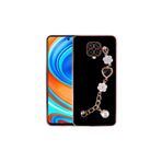 M.TK moveteck Xiaomi Redmi Note 9 Pro Kılıf Kalpli Love Parlak El Geçmeli Zincirli Silikon Telefon Kılıfı Note 9s, Siyah, Tek Ebat, 9pro-esila-siyah123