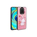M.TK moveteck Xiaomi Redmi Note 9s Kılıf Sevimli Ayıcık Tasarımlı Karakterli Kabartmalı 3Boyutlu Yumuşak Silikon, Pembe, Tek Ebat, amas-9s-pembe