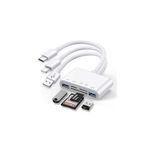m.tk moveteck Zore All Round 5in1, USB Type-C & Lightning & Micro USB & USB Flash Çıkışlı OTG SD TF Kart Okuyucu, Beyaz
