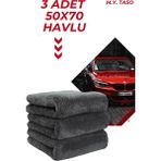 M.Y. Taso 3 Adet 50 x 70 cm Mikrofiber Oto Kurulama Bezi Kalın Süper Emici Oto Temizlik Cila Bezi